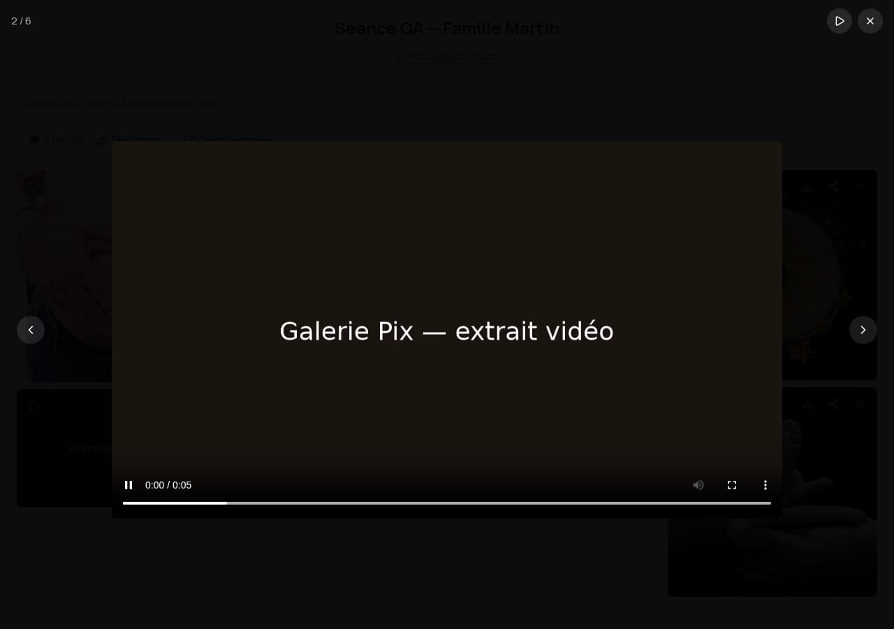 Lecture d'une vidéo directement dans la visionneuse plein écran de la galerie
